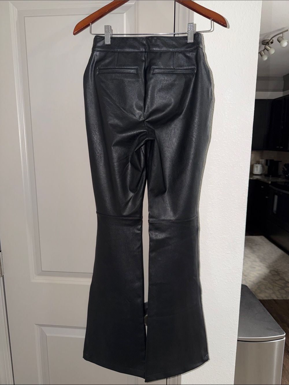 Spanx black faux leather flare pants S - Picture 3 of 11